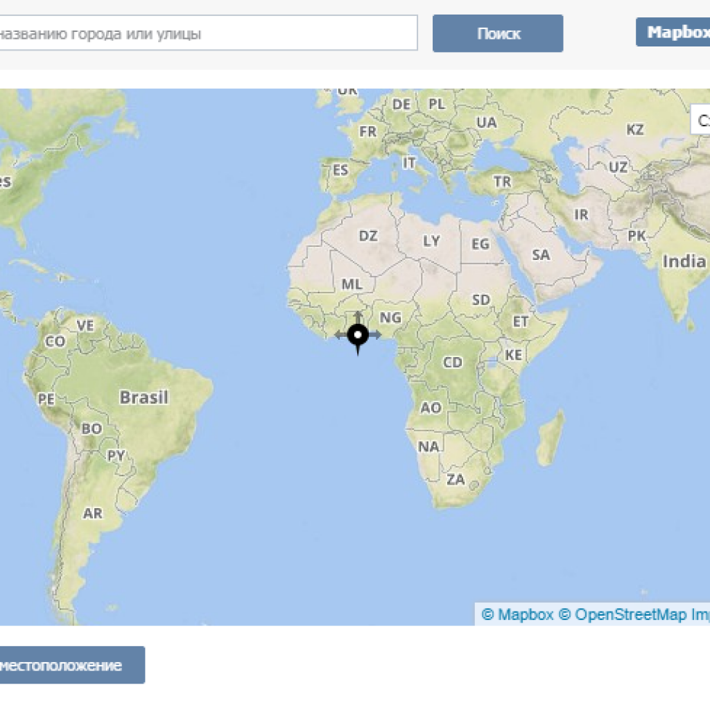 Указание местоположения на карте ВК